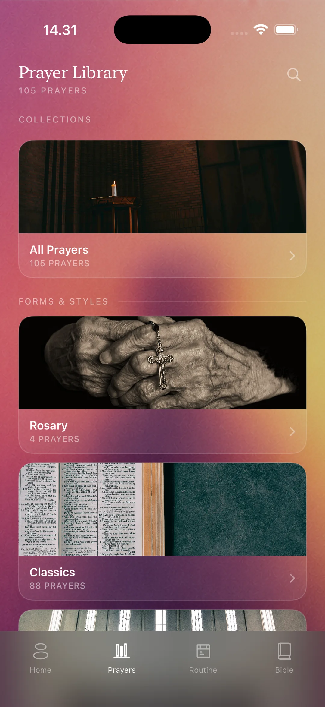The prayer library with collections