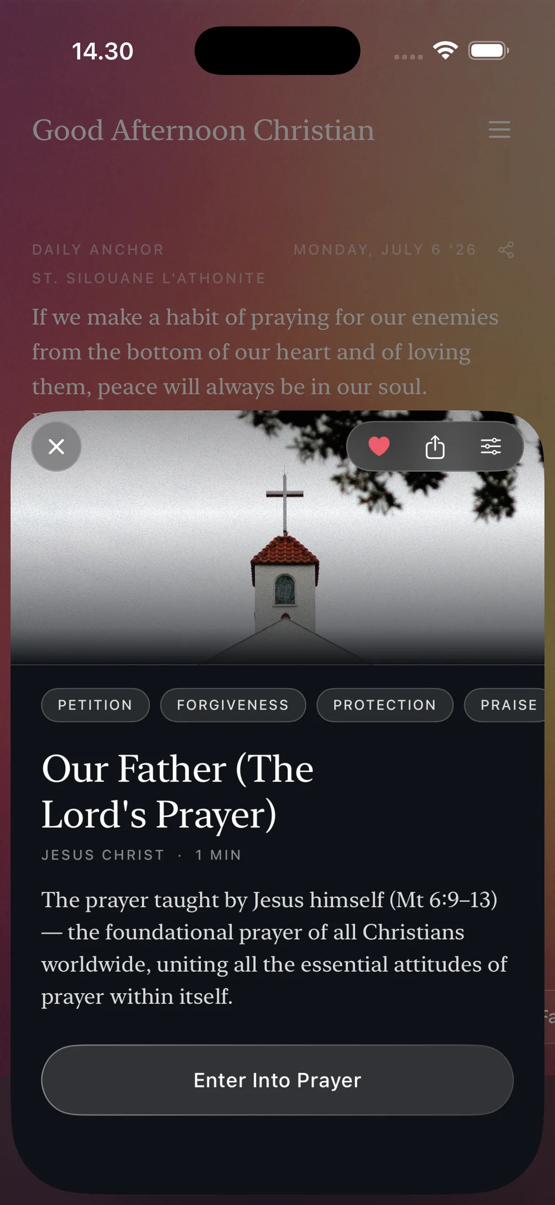 Opening The Lord&rsquo;s Prayer, ready to begin